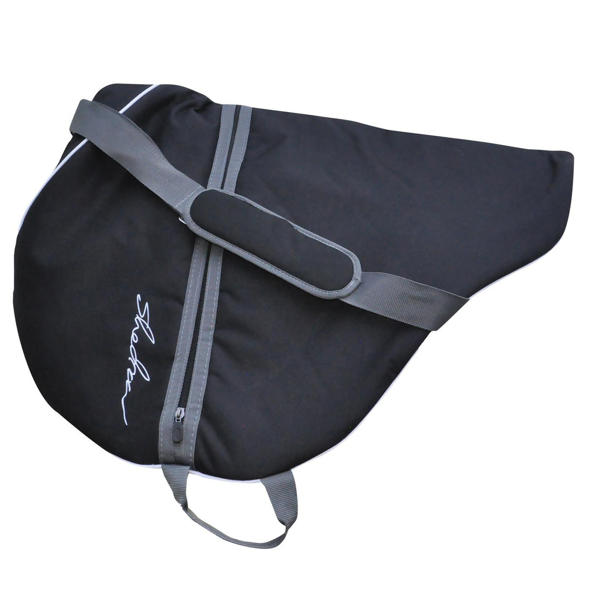 Sacoche De Selle Équestre Lettia Doublée Polaire - Noire, Avec Bandoulière