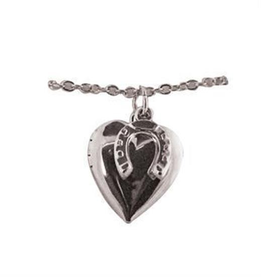 Heart Locket W/ Horseshoe Charm Pendant