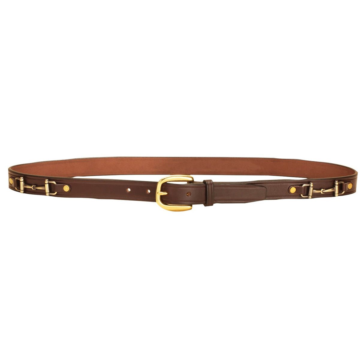 Tory Leather Snaffle Bit Belt W/ Brass Snaffle Bits & Buckle