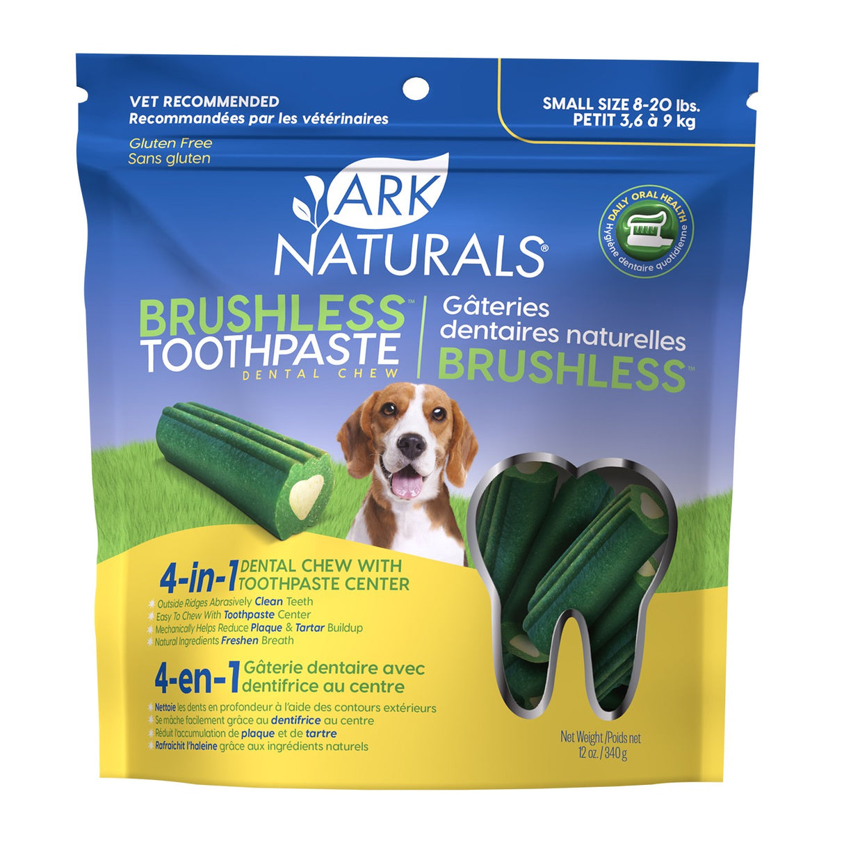 Dentifrice sans brosse Ark Naturals pour petits chiens 340 g