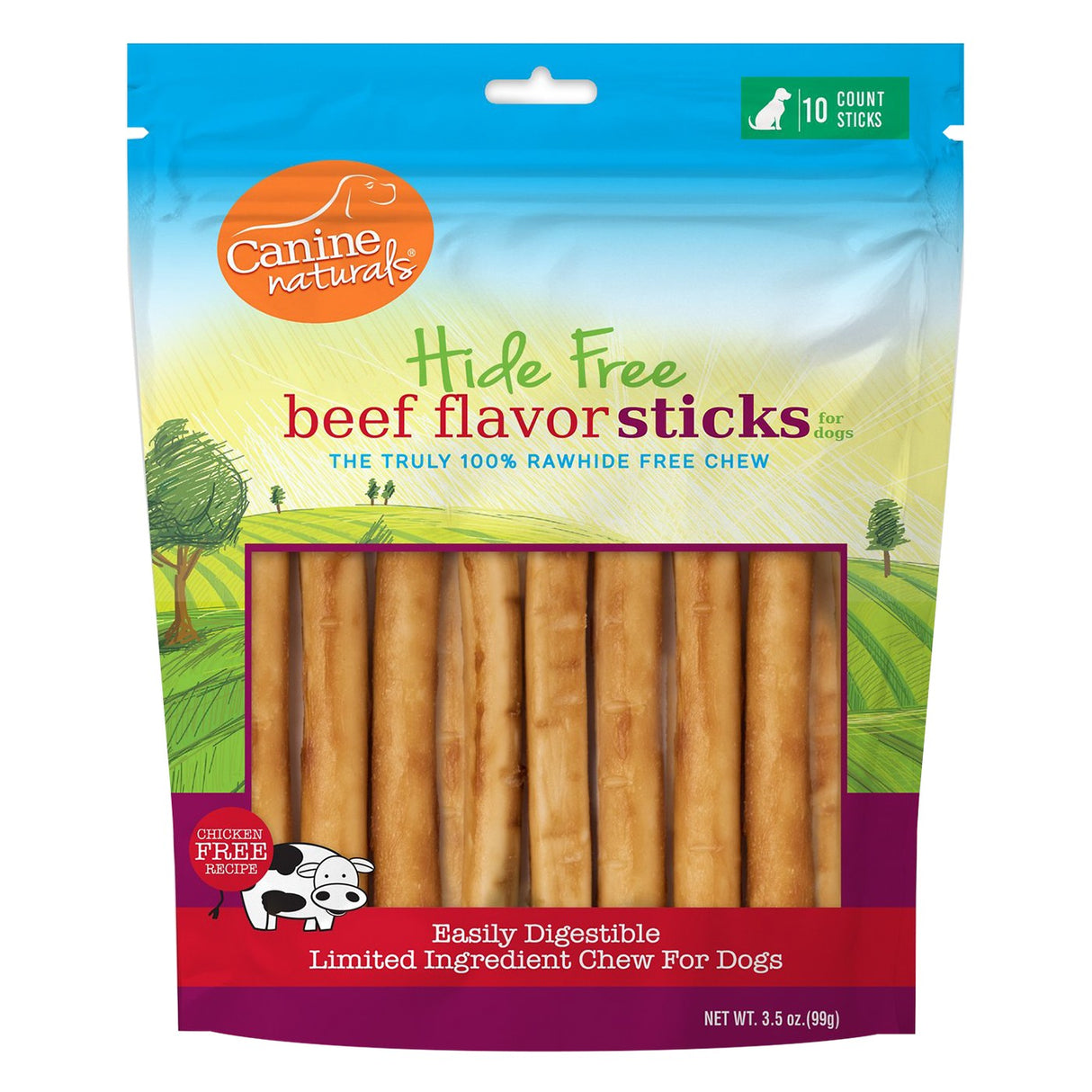 Canine Naturals Hide Free Beef Recipe Sticks 12 cm - 10 Pack