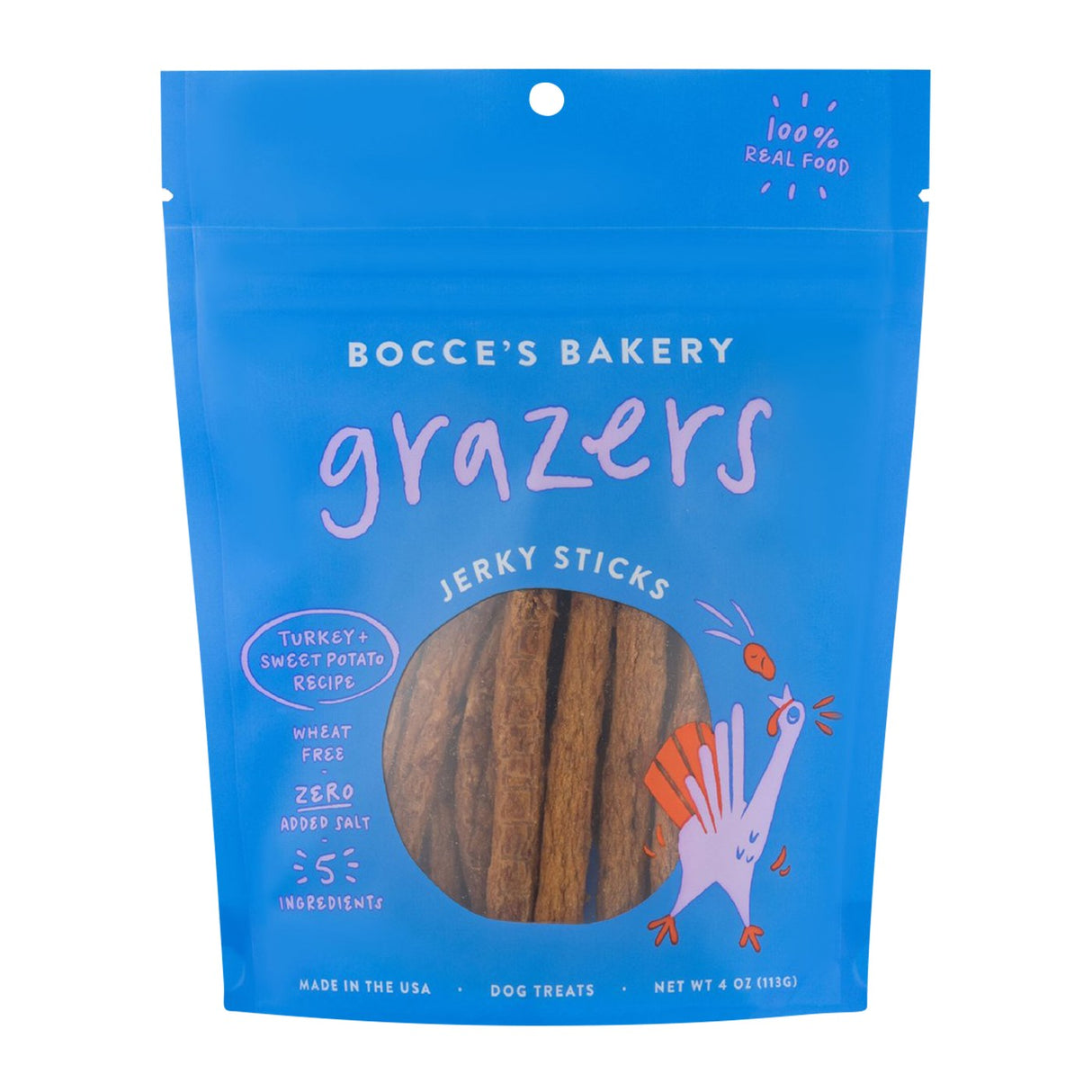 Bocce's Bakery Grazers Turkey Jerky Sticks 113 g