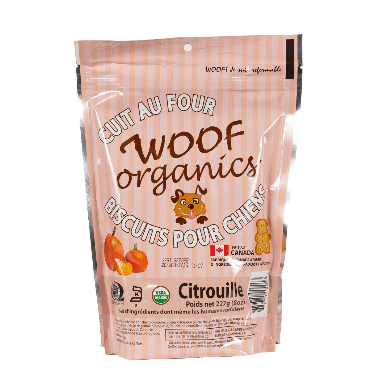 Woof Organics Pumpkin Biscuits Dog Treats 227 g