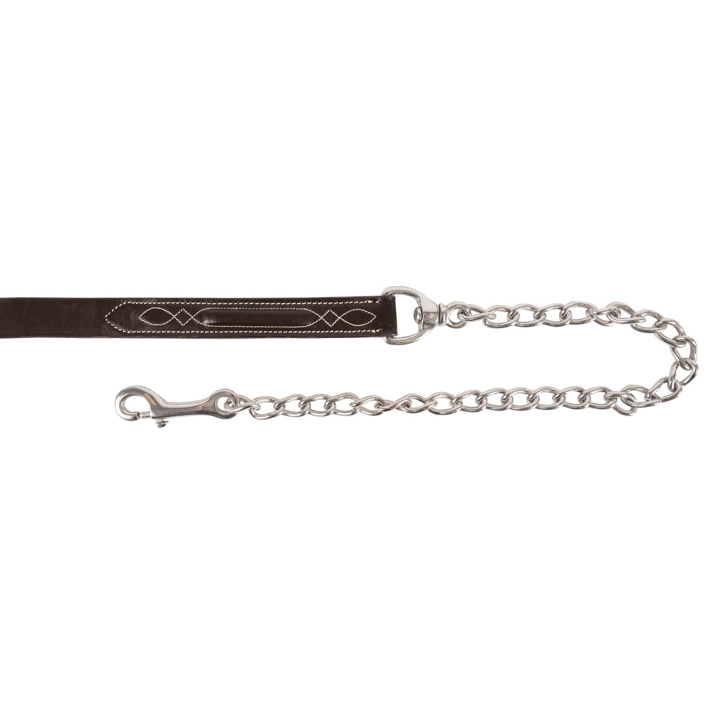 Mondega Fancy Stitched Leather Lead W/ 60 cm Silver Chain