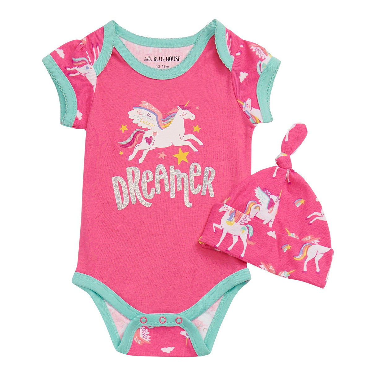 Hatley Rainbow Pegasus Baby Body Suit & Hat