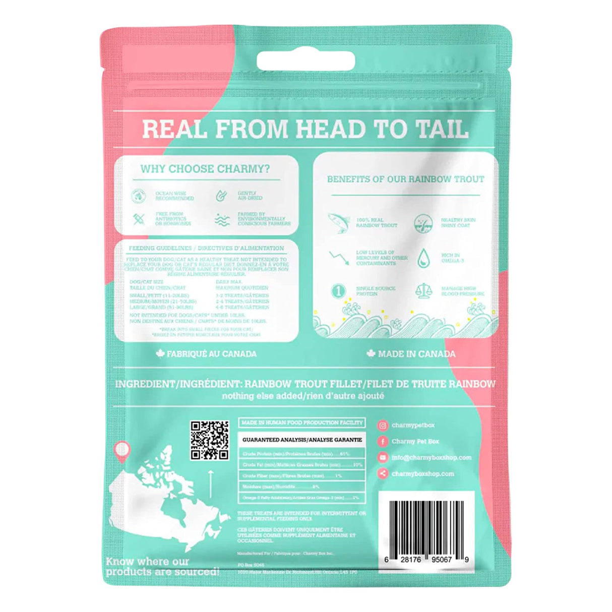 Charmy Friandises pour chiens à la truite arc-en-ciel 75 g