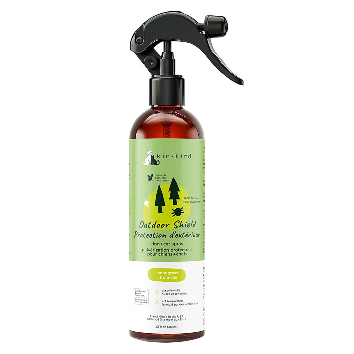 Spray pour animaux de compagnie Kin + Kind à la citronnelle Outdoor Shield 354 ml