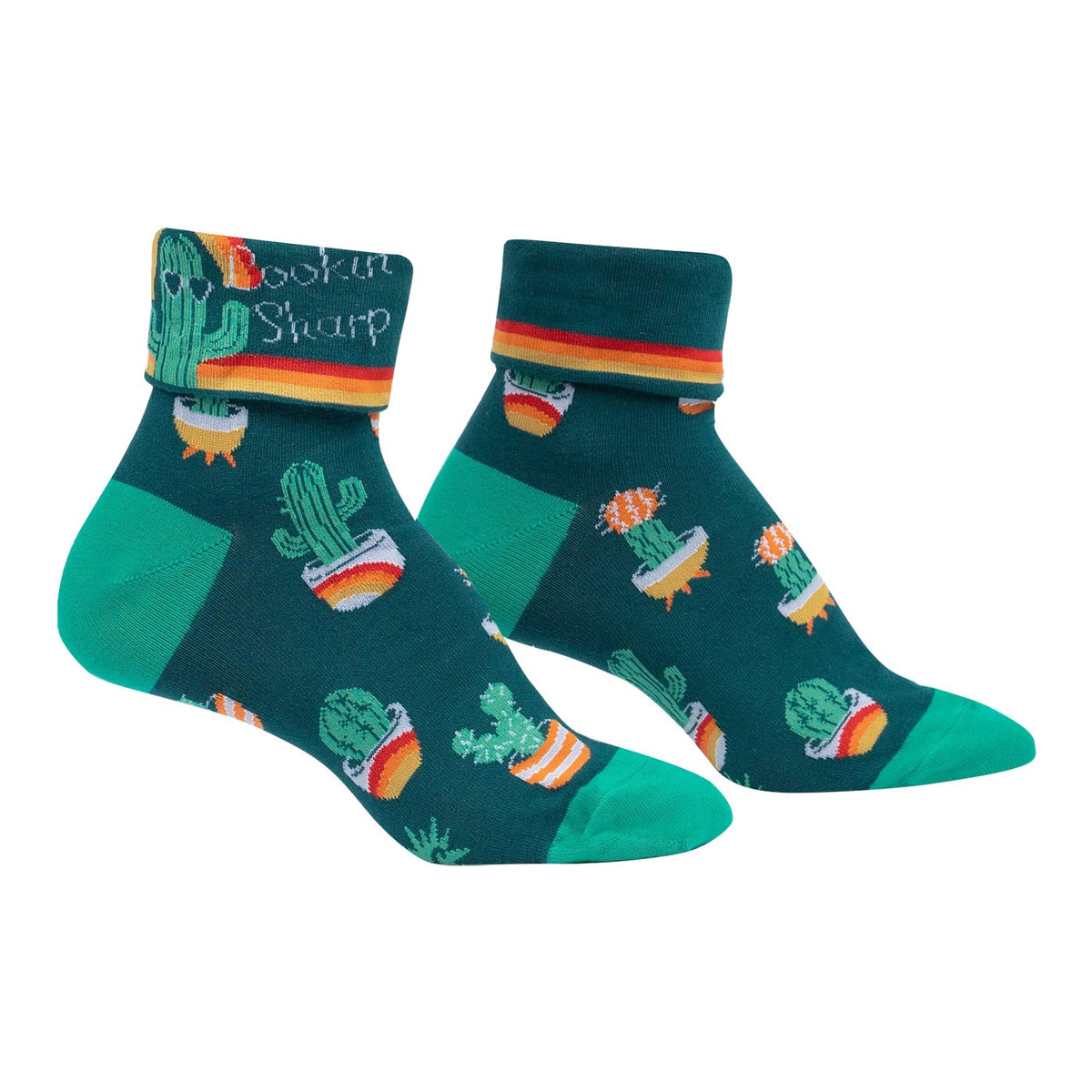 Sock It To Me Lookin' Sharp Turn Cuff Crew Socks Greenhawk Equestrian