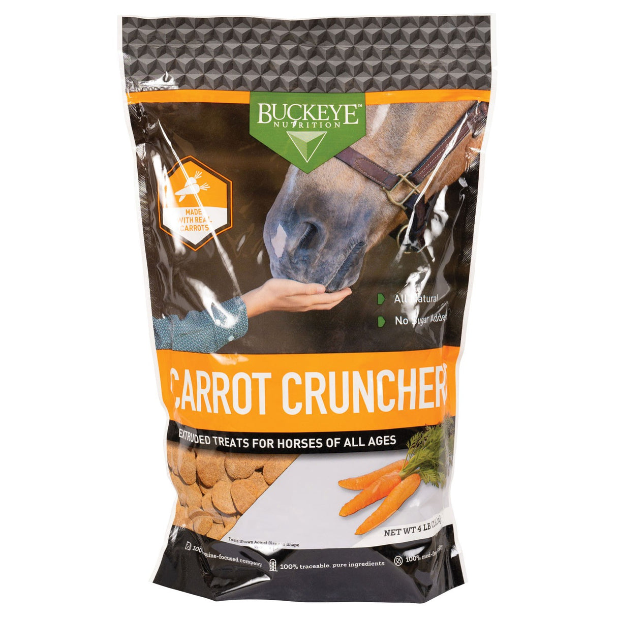 Friandises pour chevaux entièrement naturelles sans sucre ajouté à base de carottes Buckeye Nutrition 1,8 kg