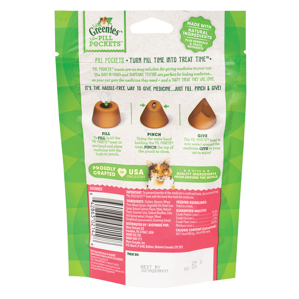 Feline Greenies Salmon Pill Pockets Cat Treats 17 g