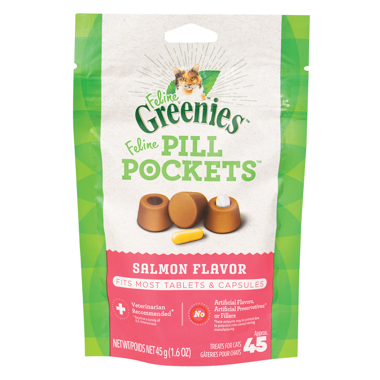Feline Greenies Salmon Pill Pockets Cat Treats 17 g
