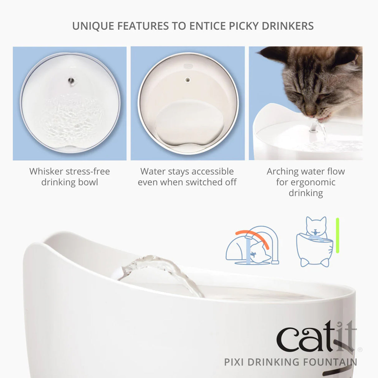 Catit Pixi Fountain W/ Stainless Steel Top 2.5 L