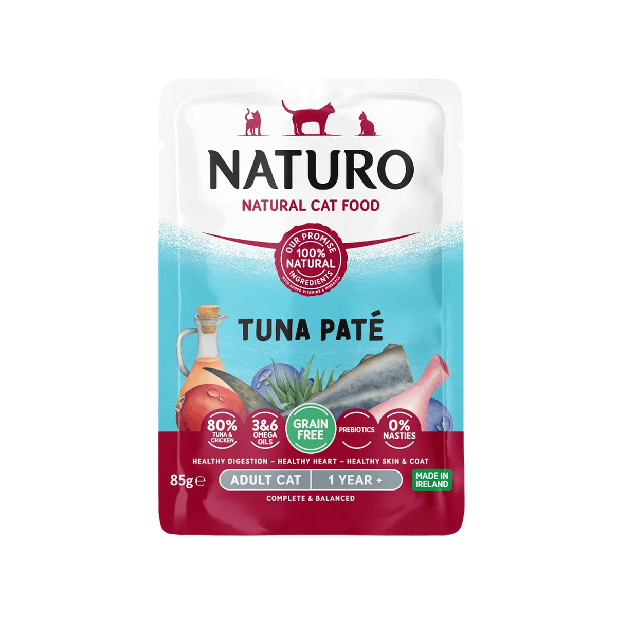 Sachet de pâtée pour chat Naturo Feline sans céréales au thon 85 g