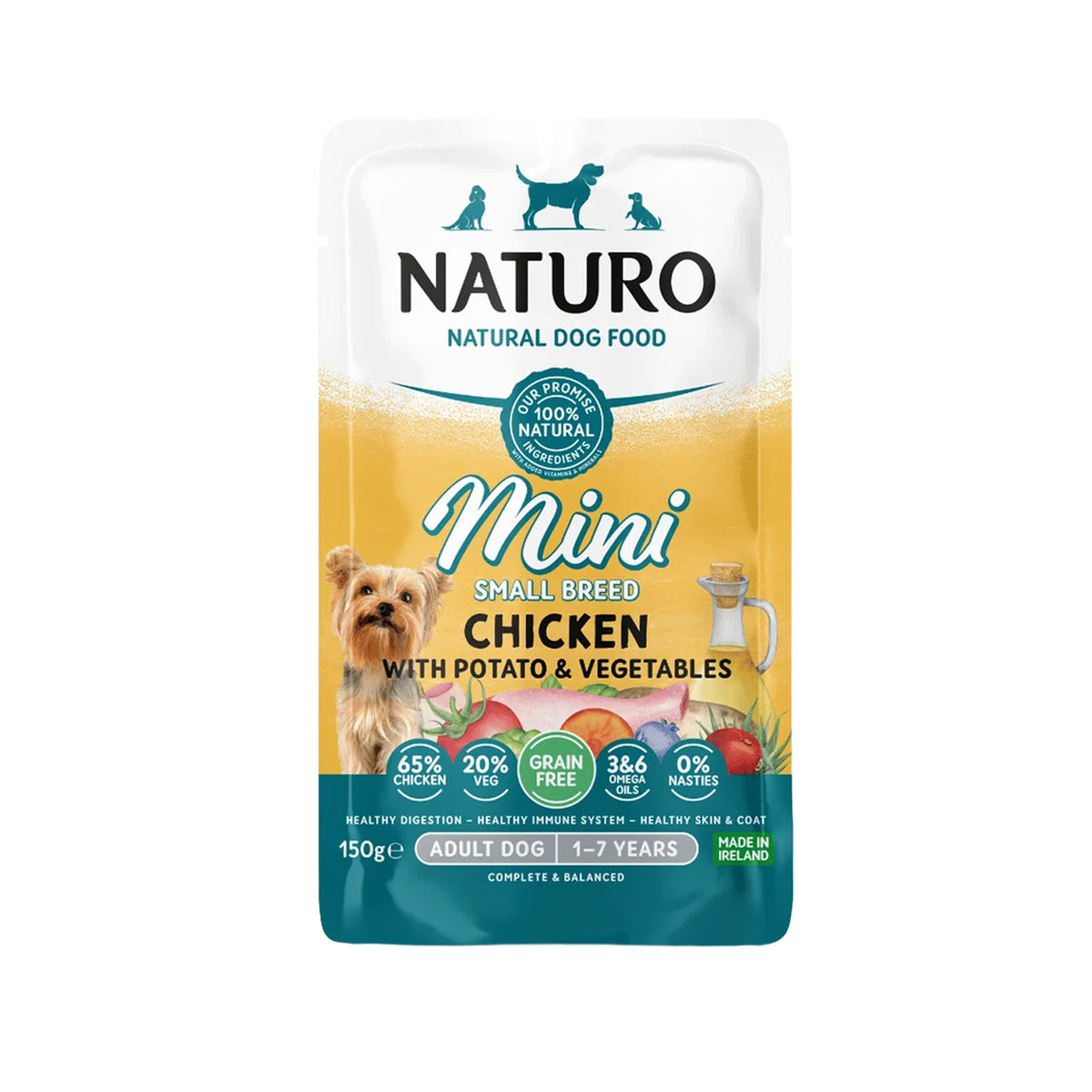 Naturo Canine Adult Mini Grain Free Chicken W/ Potato and Vegetables Dog Food Pouch 150 g