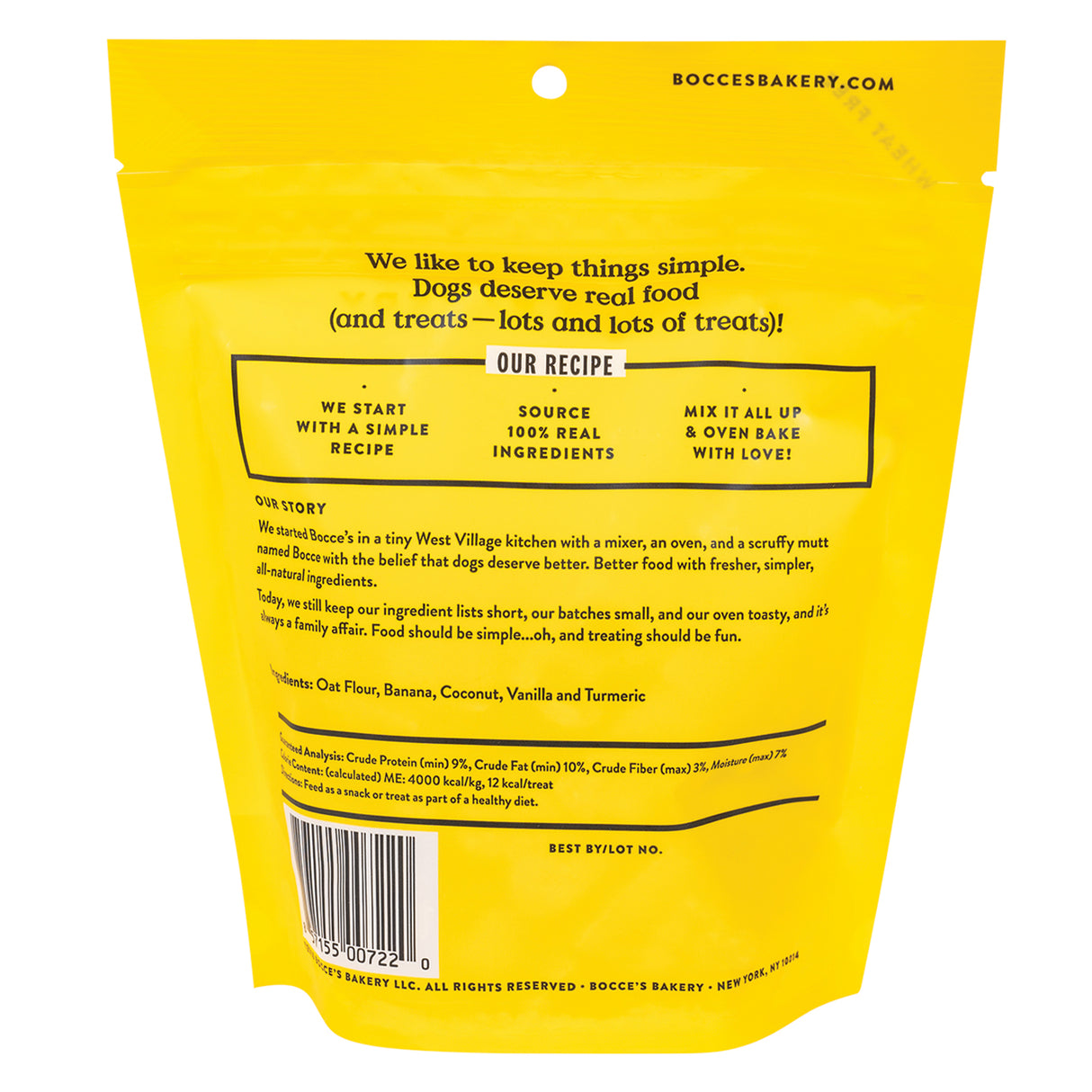 Biscuits de base pour chiens Bocce's Bakery Turmeric Latte 141 g