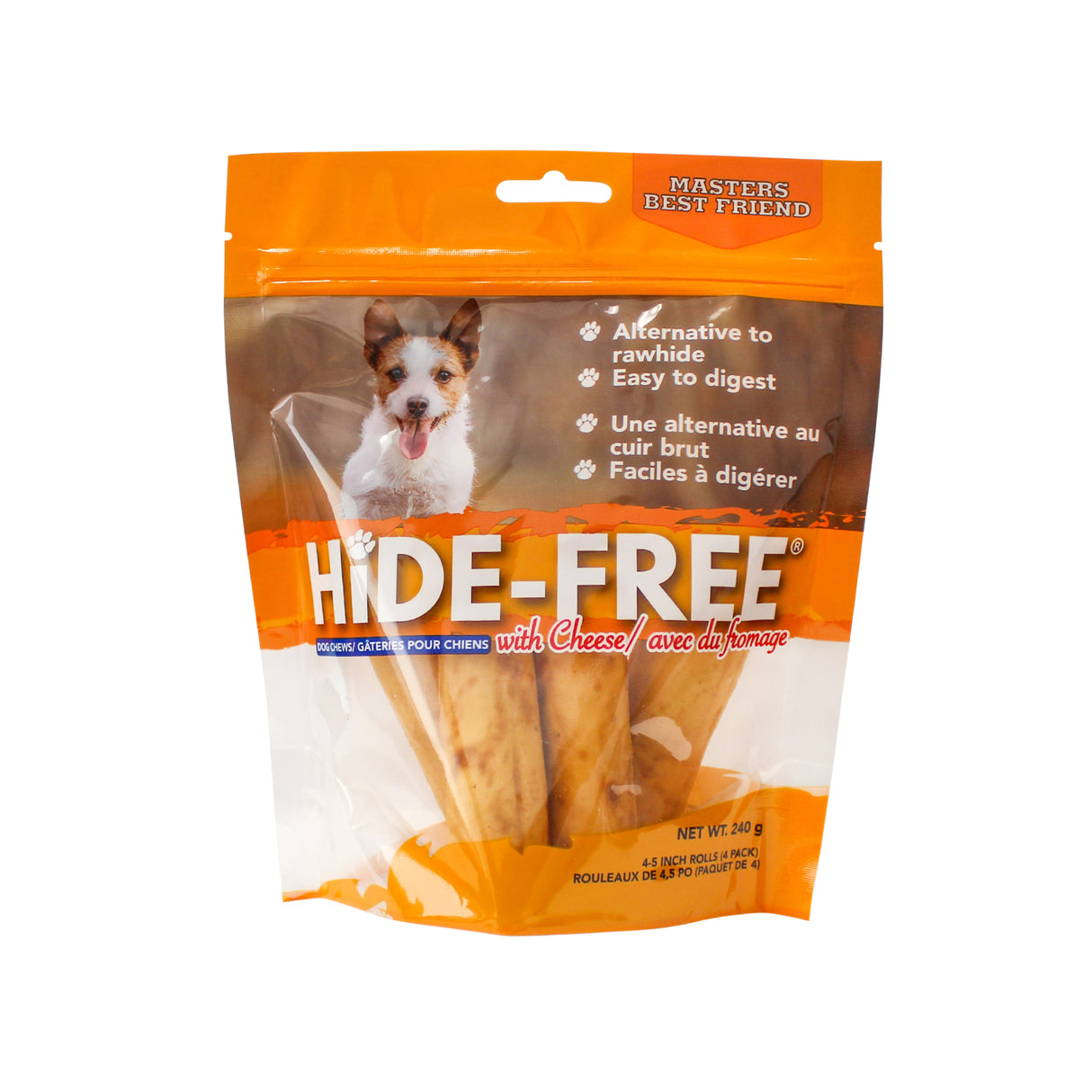 Masters Best Friend Cheese Hide Free Rolls Dog Chews 10-12 cm - 4 Pack
