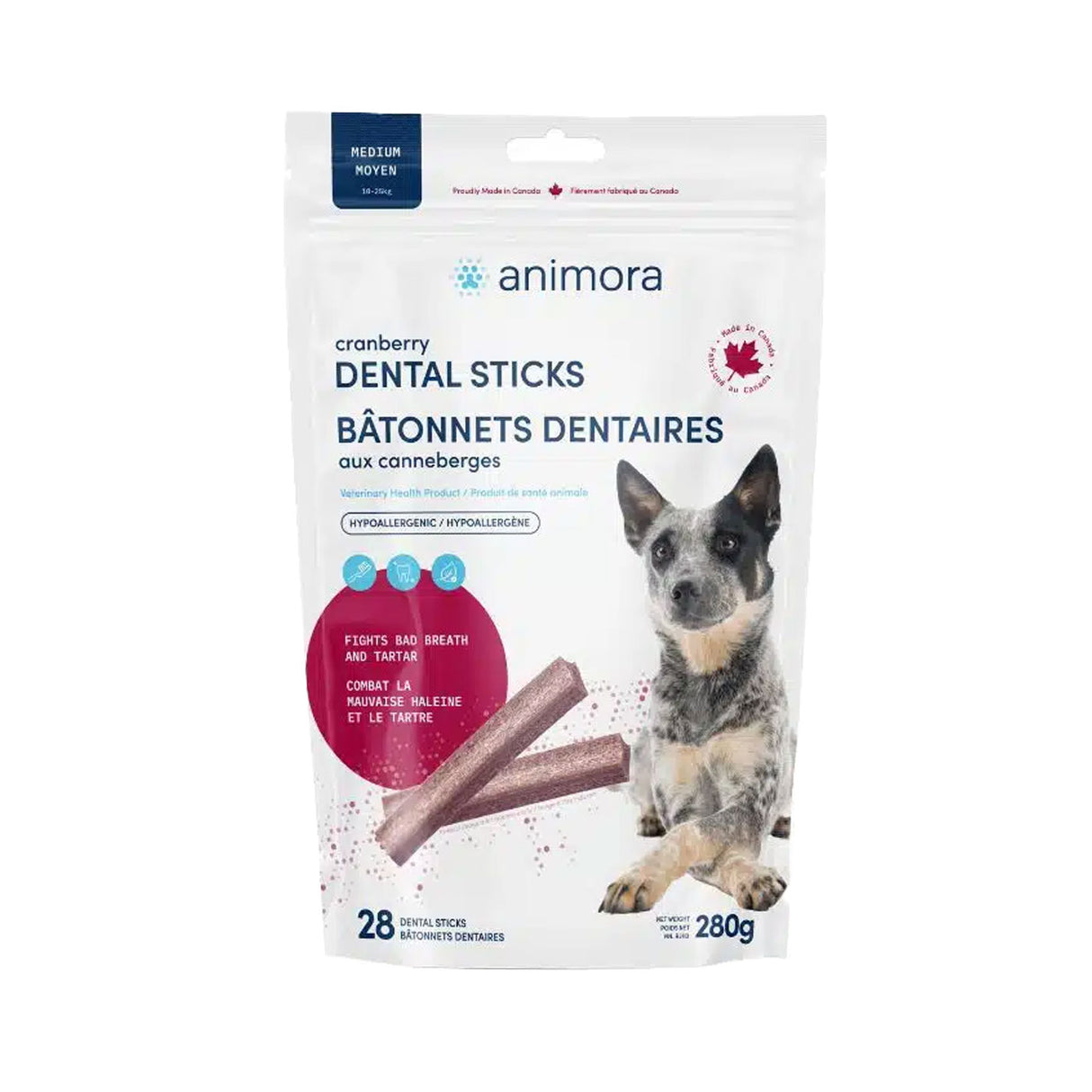 Animora Cranberry Medium Dog Dental Sticks 280 g