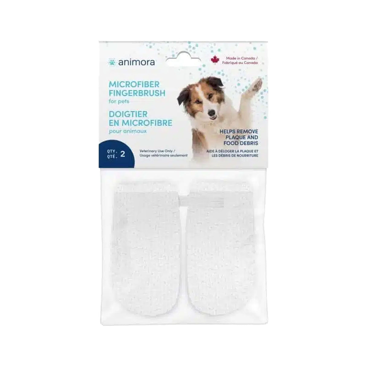 Brosse à doigts en microfibre pour animaux de compagnie Animora - Lot de 2