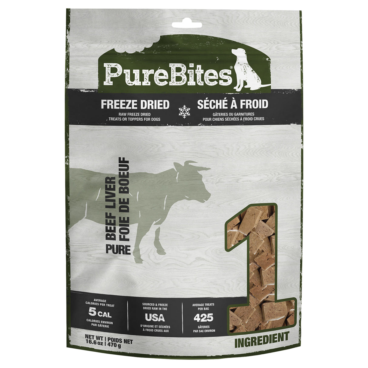 Friandises pour chiens au foie de bœuf lyophilisé PureBites 470 g