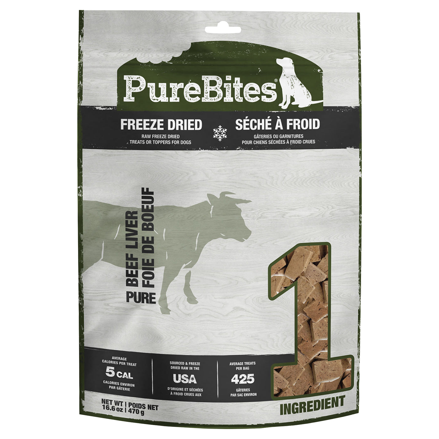 Friandises pour chiens au foie de bœuf lyophilisé PureBites 470 g