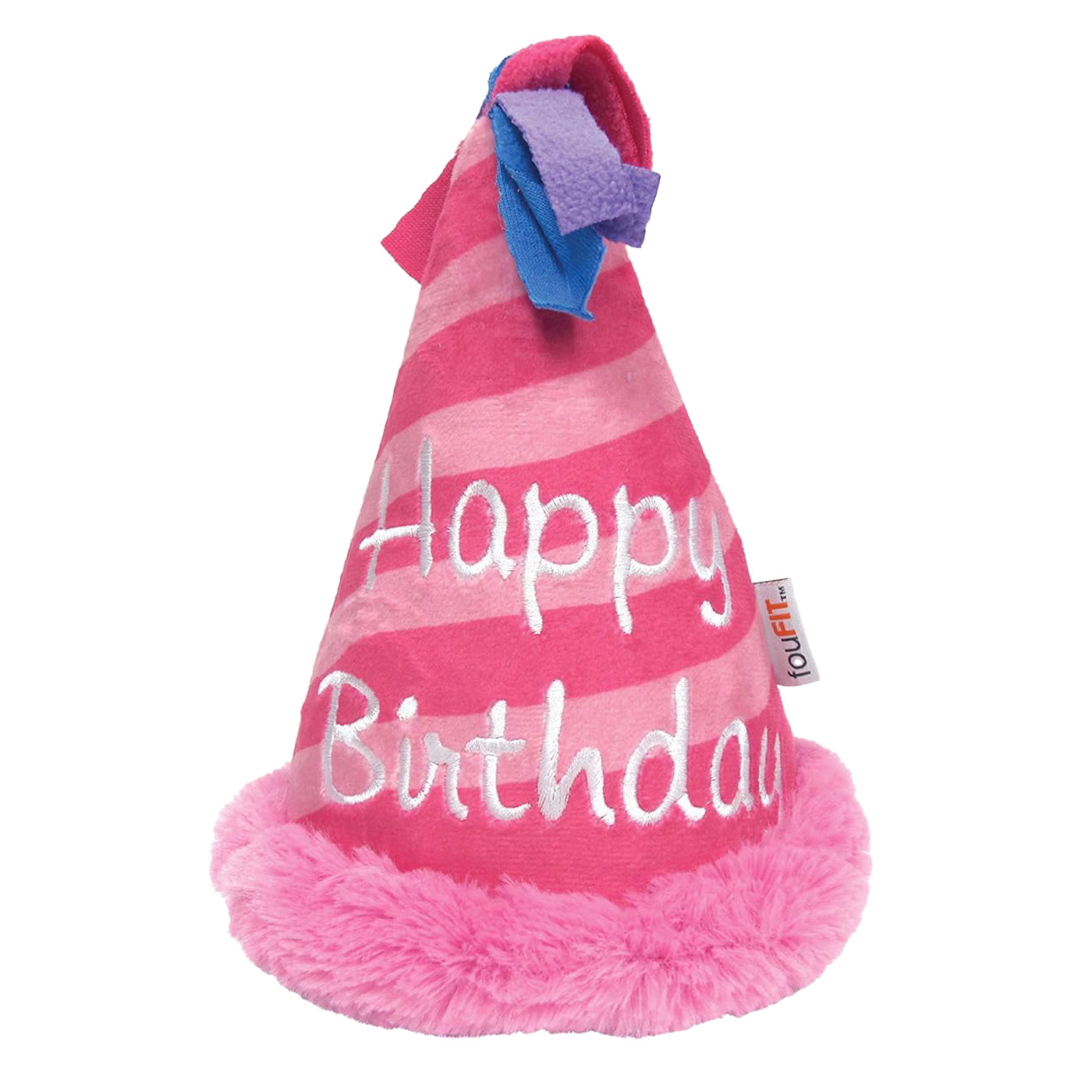 Fou Fou Brands Pink Birthday Hat Crinkle Plush Dog Toy