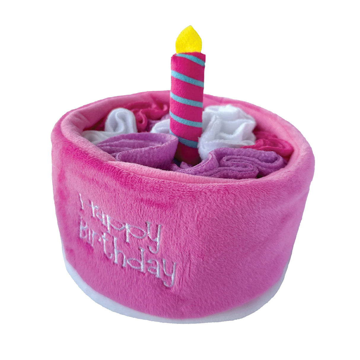 Fou Fou Brands Fou Fit Hide 'N Seek Gâteau d'anniversaire Snuffle Jouet pour chien rose 13 cm