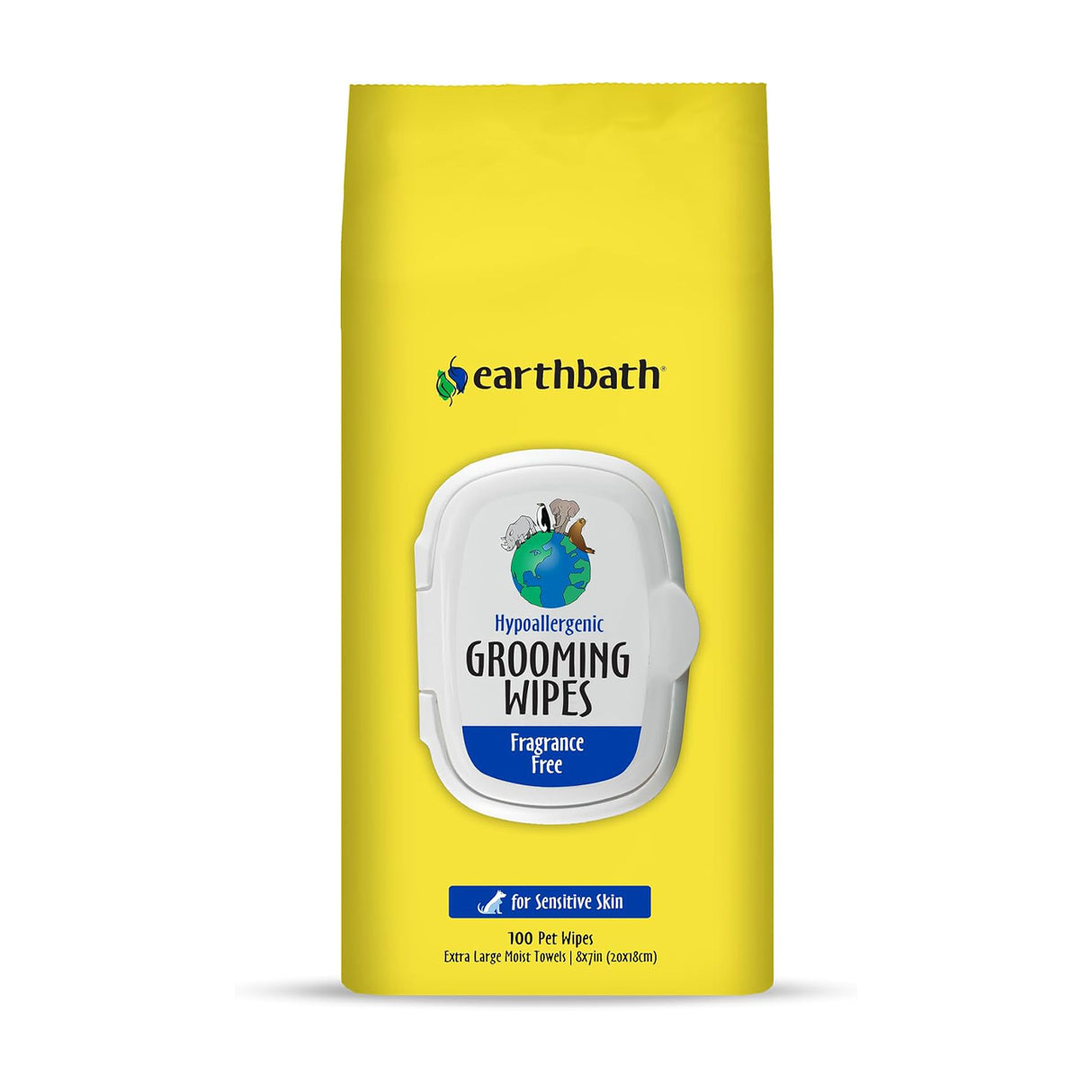 Lingettes nettoyantes hypoallergéniques sans parfum Earthbath - 100 unités