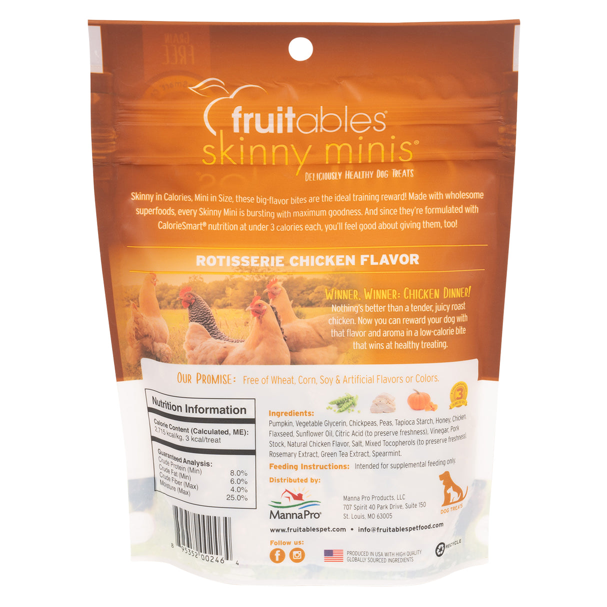 Fruitables Skinny Minis Chewy Rotisserie Chicken Dog Treats 141 g