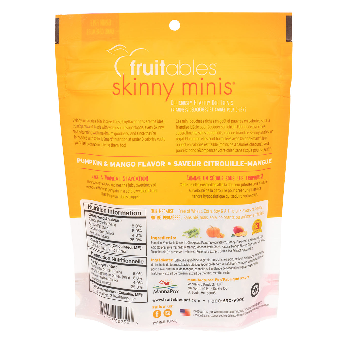 Fruitables Skinny Minis Chewy Pumpkin & Mango Dog Treats 141 g