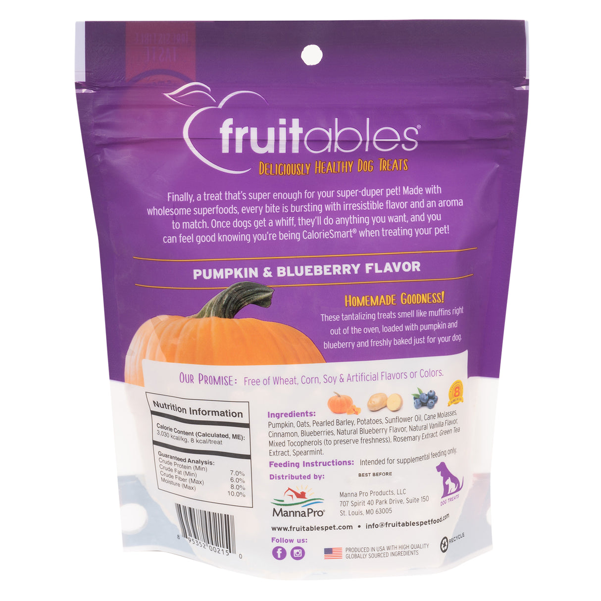Fruitables Pumpkin & Blueberry Treats Dog Treats 198 g