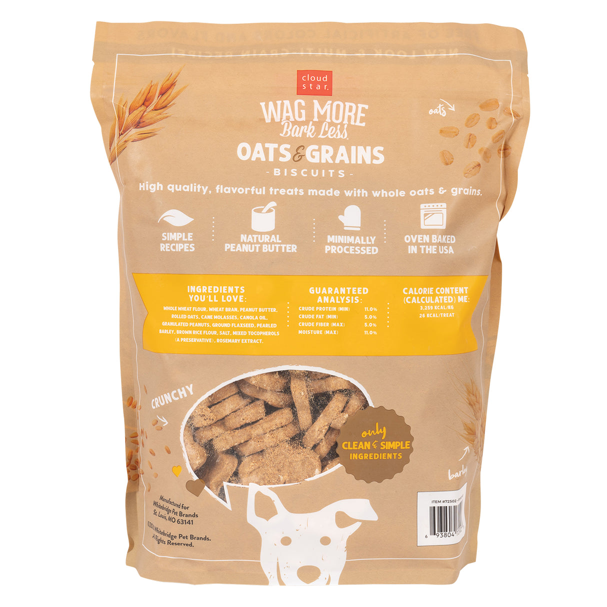 Cloud Star Wag More, Bark Less Oven Baked Crunchy Peanut Butter Dog Treats 1.36 kg