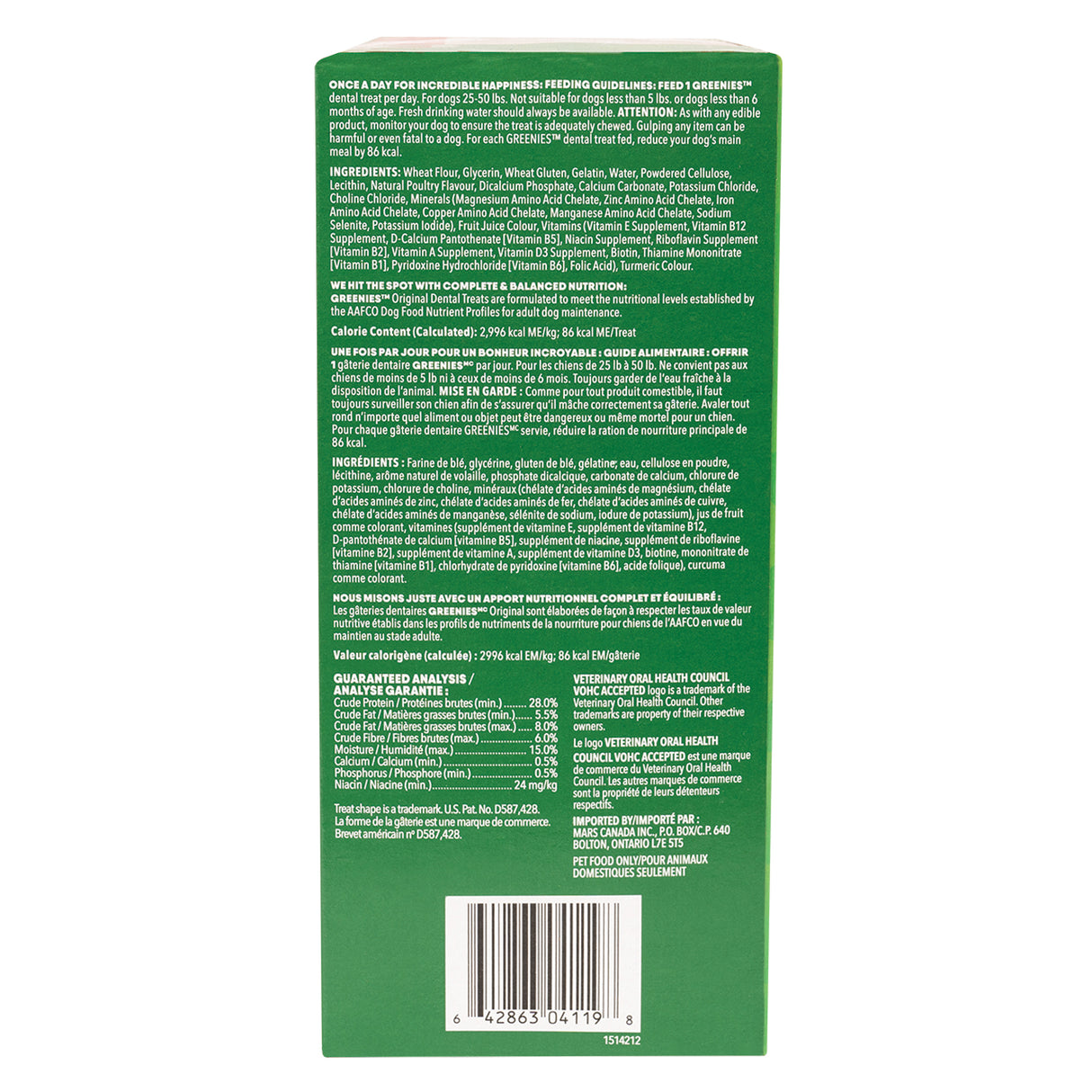 Greenies Treat Tub Pak Friandises régulières pour chiens 765 g