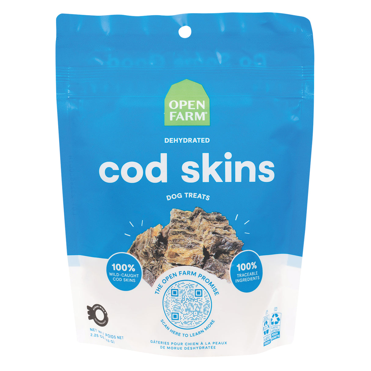 Open Farm Dehydrated Cod Skins Dog Treats 63 g