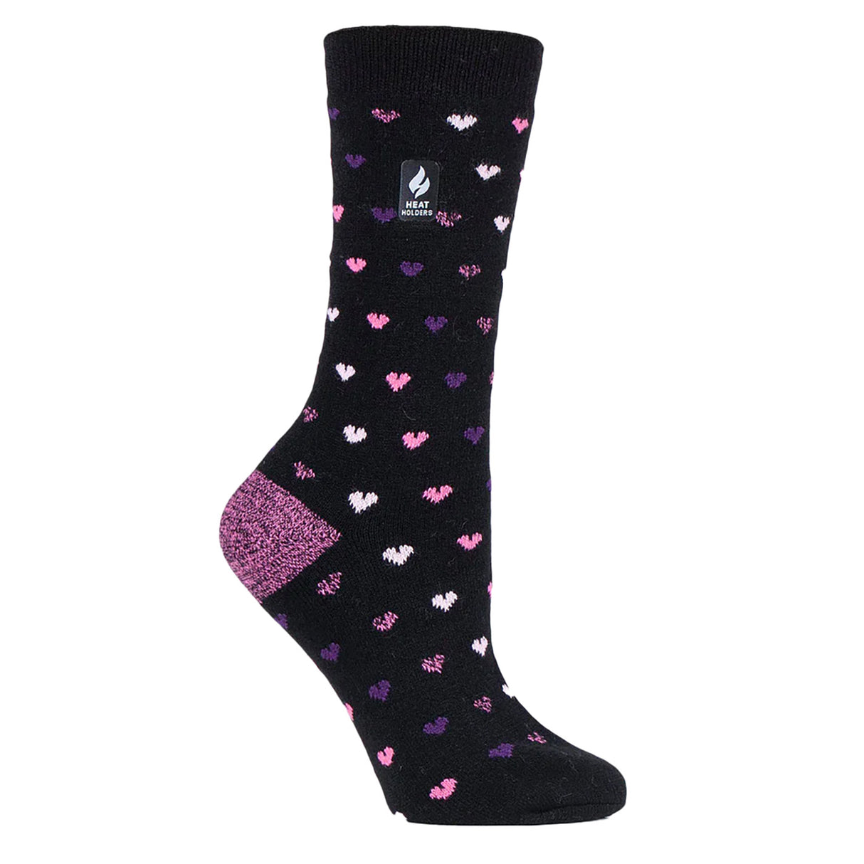 Heat Holders Ultra Lite Orchid Hearts Crew Socks