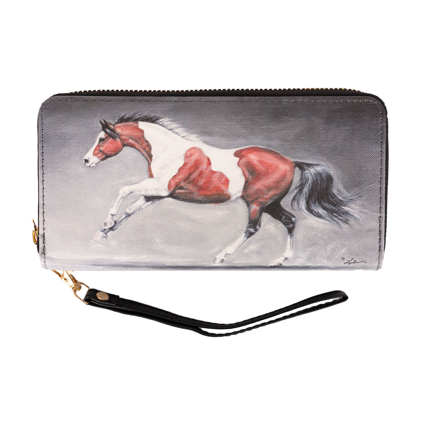 AWST Lila Paint Horse Portefeuille zippé avec dragonne