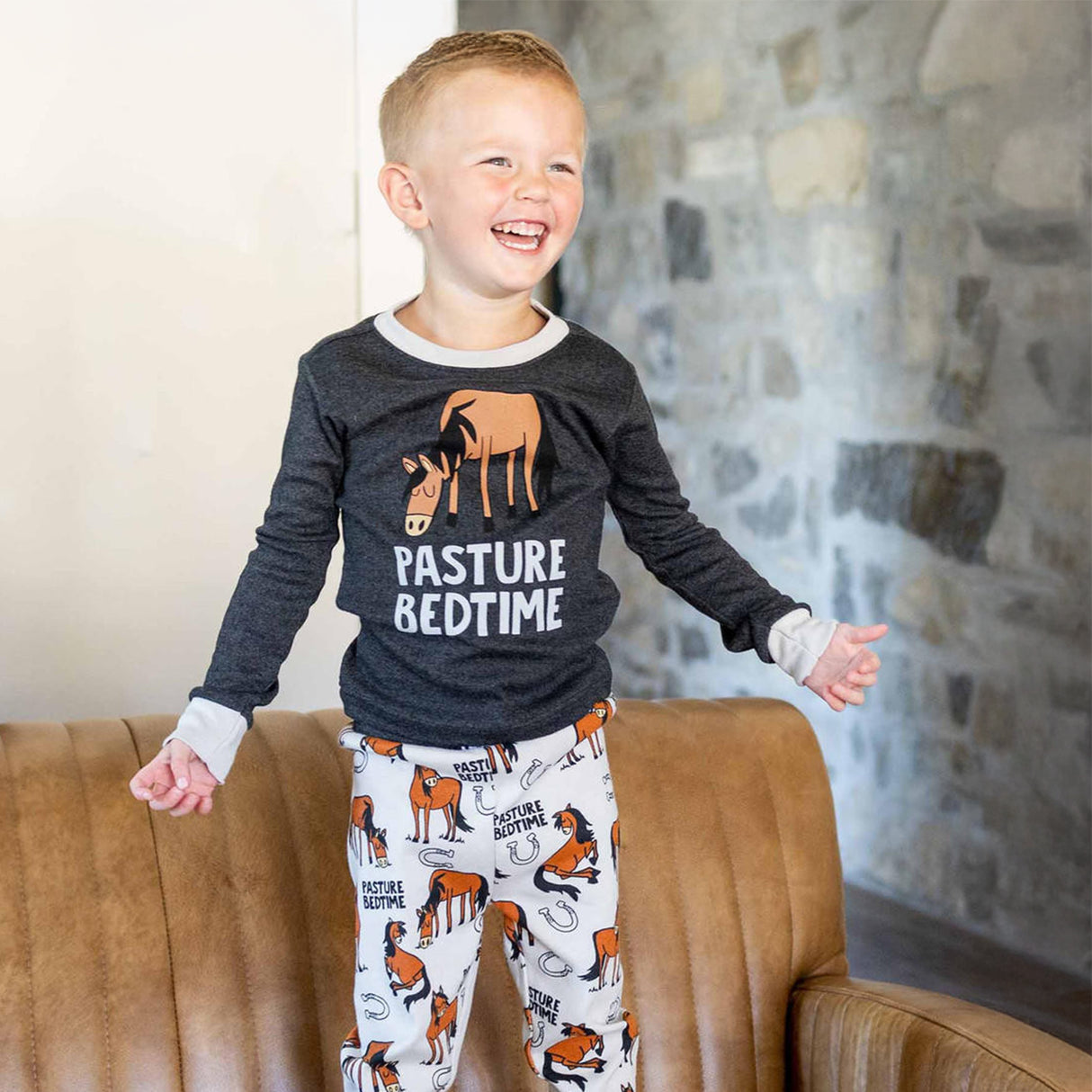 Lazy One Pasture Bedtime Long Sleeve Pajama Set - Kids'