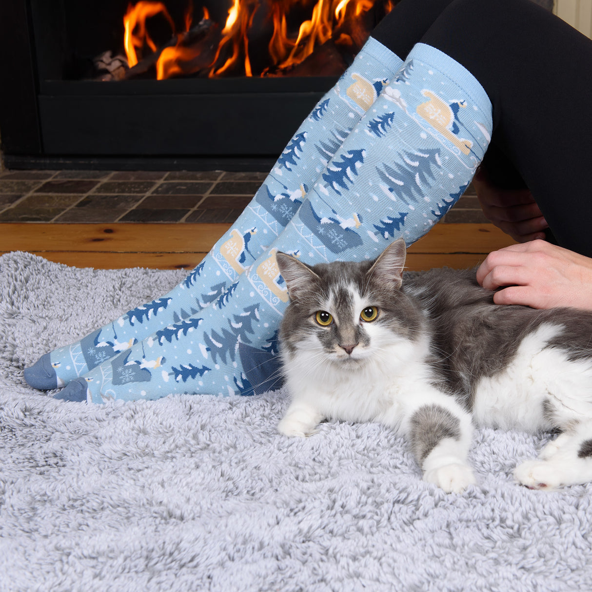 Four White Socks Sleigh Rides Knee High Socks