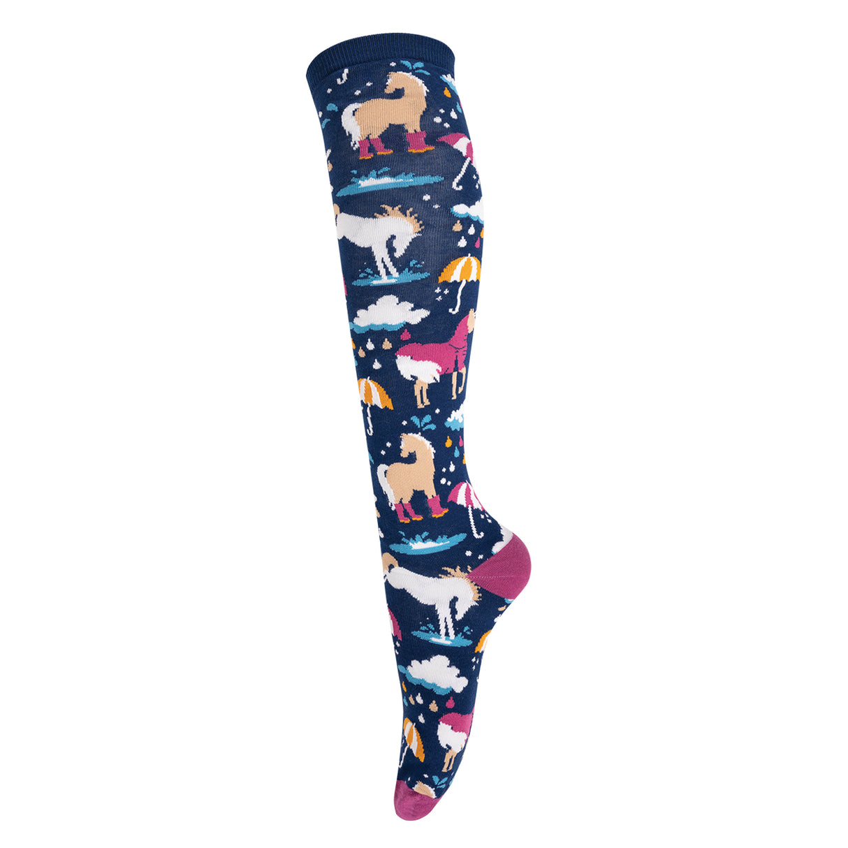 Quatre chaussettes blanches Puddle Ponies 2.0, chaussettes hautes