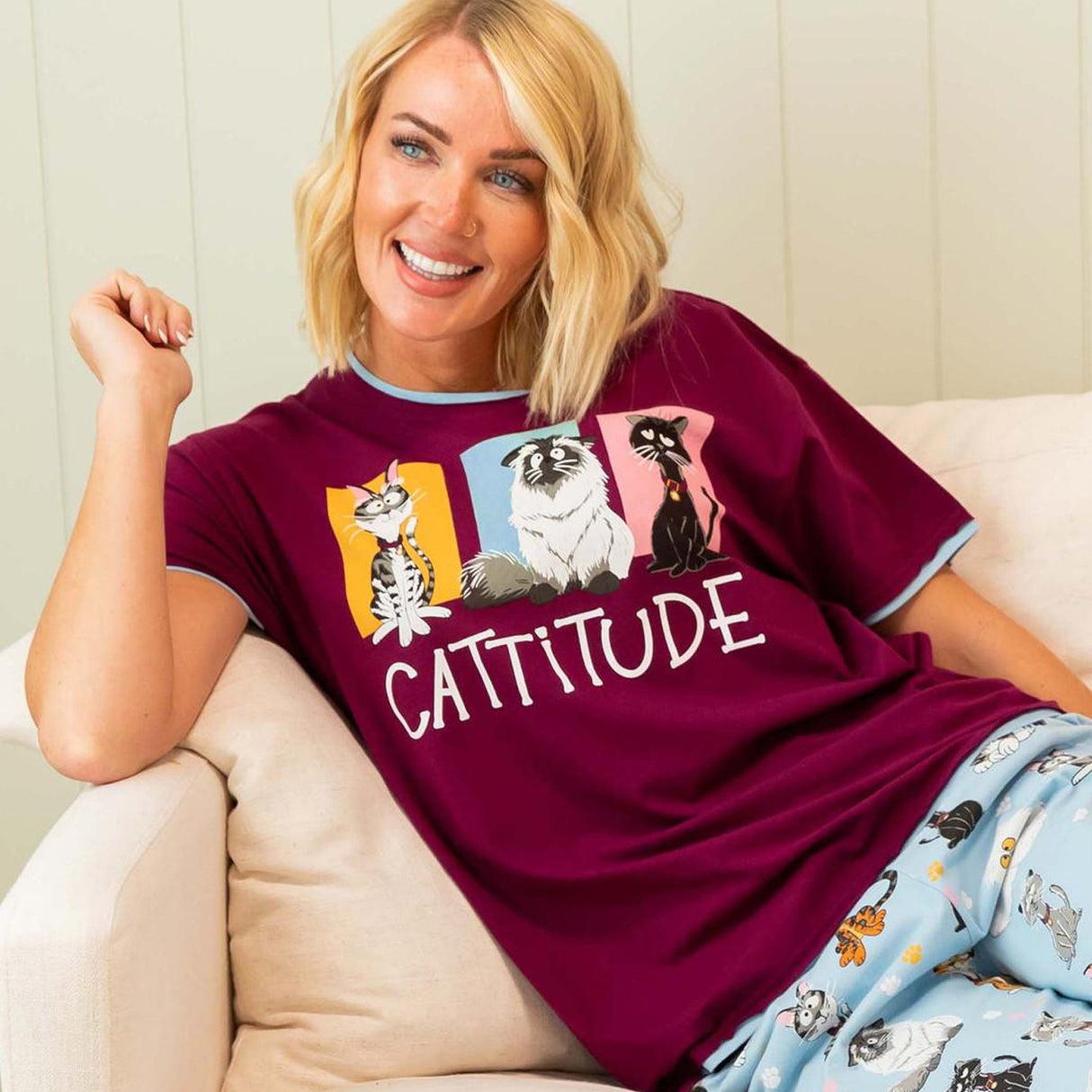 Haut de pyjama Lazy One Cattitude
