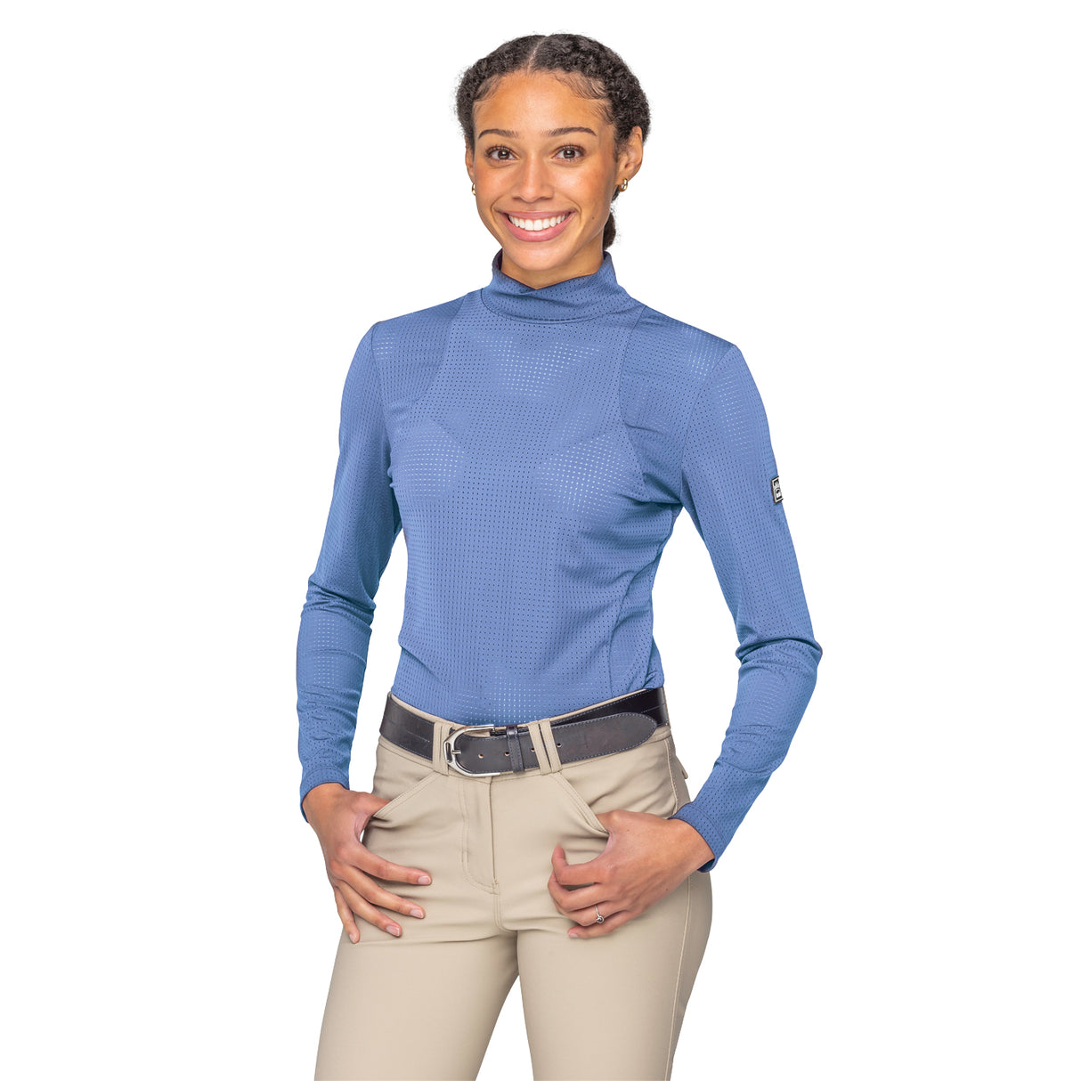 Kastel Denmark Perforated Mock Neck Top