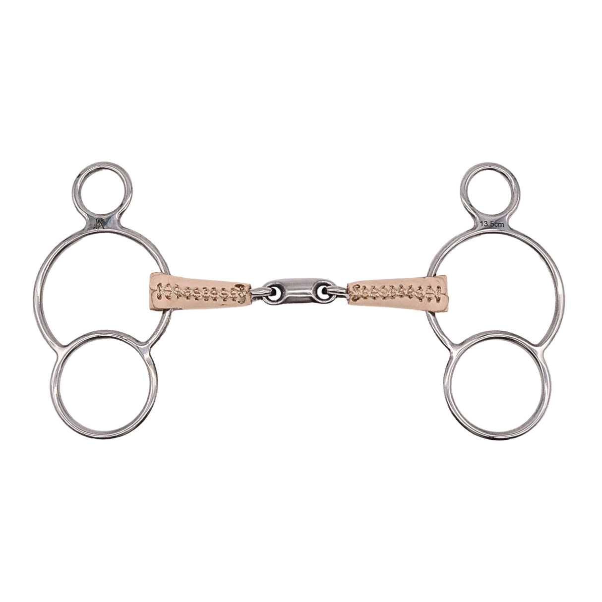 Jake Adams Mors de filet double brisure en cuir avec anneaux releveurs et pastille