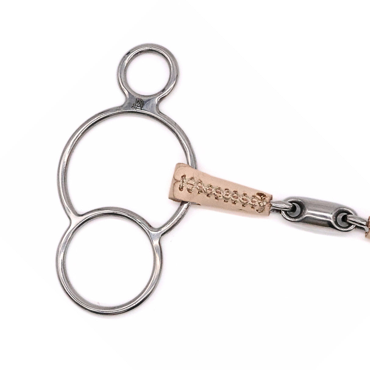 Jake Adams Mors de filet double brisure en cuir avec anneaux releveurs et pastille