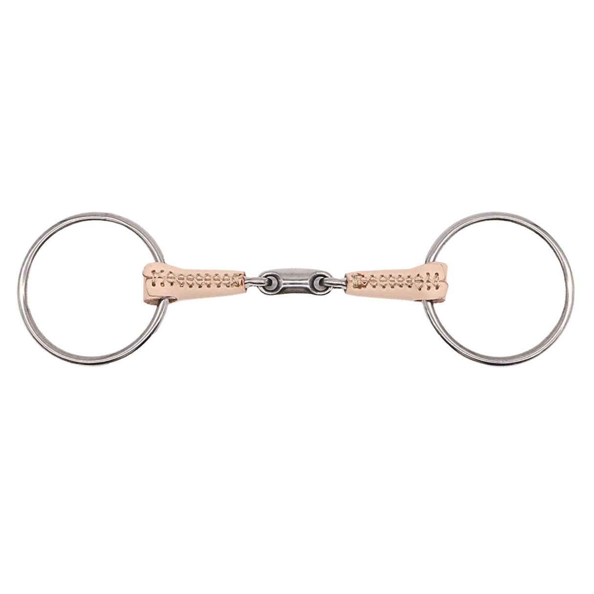 Jake Adams Loose Ring Double Jointed Leather Bit W/ Lozenge
