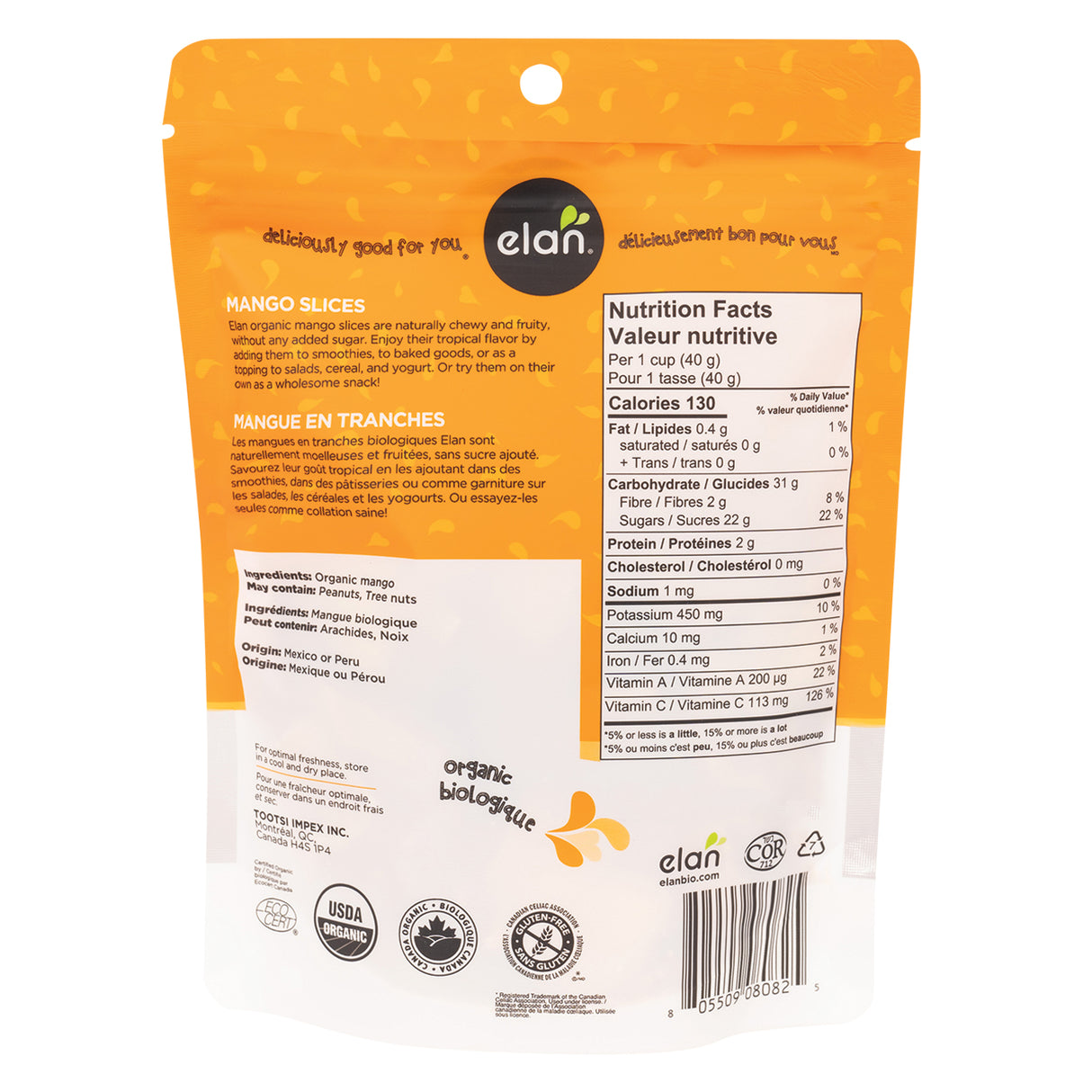 Elan Organic Mango Slices 125 g