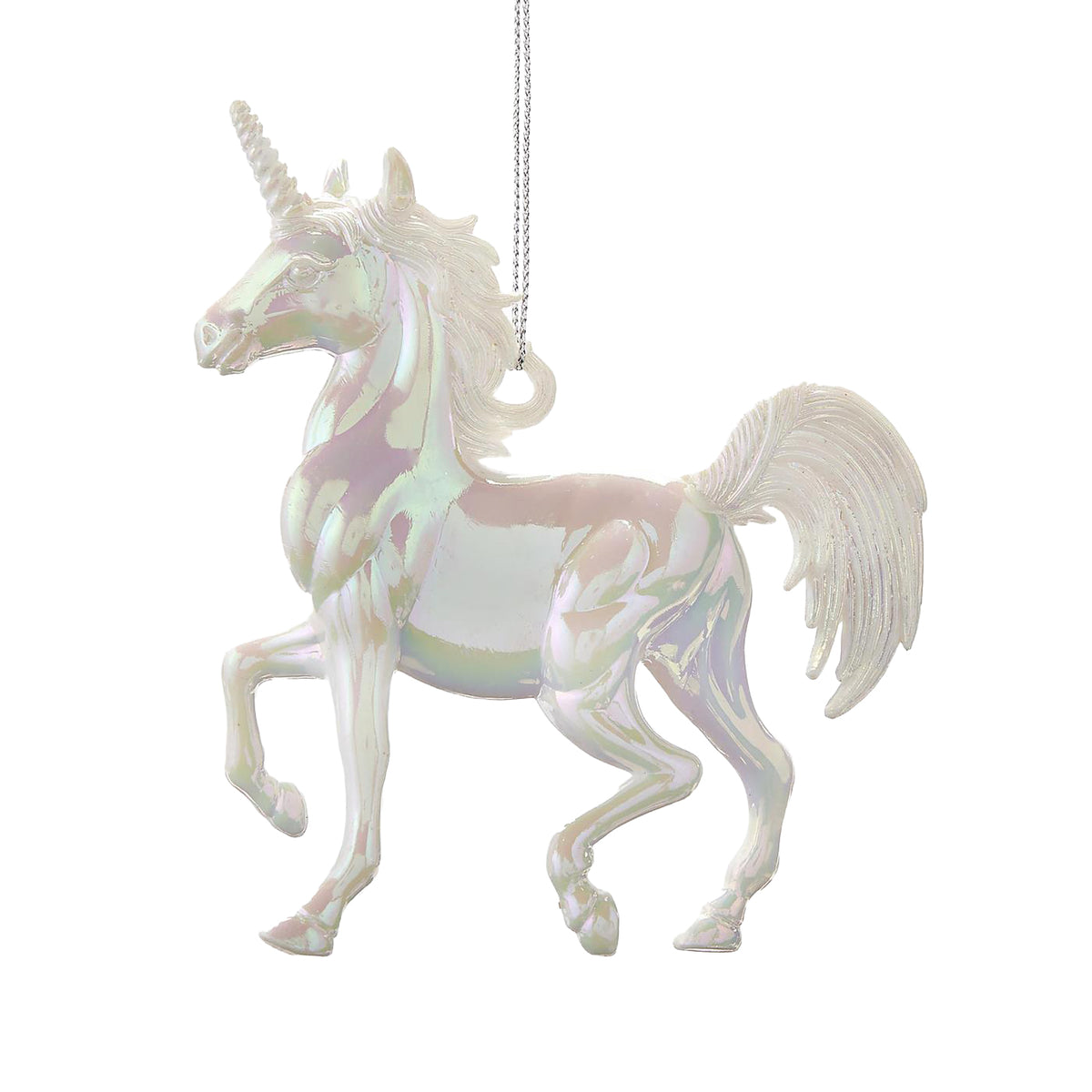 White Prancing Unicorn Ornament