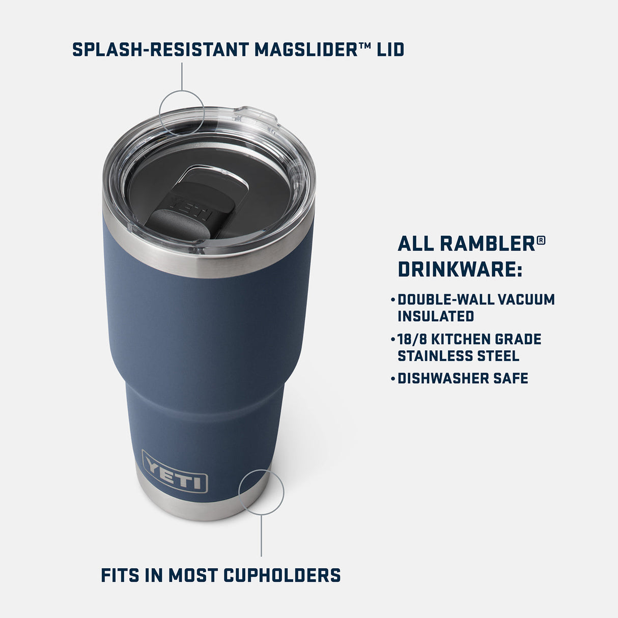 YETI Rambler Tumbler W/ Magslider Lid 887 mL