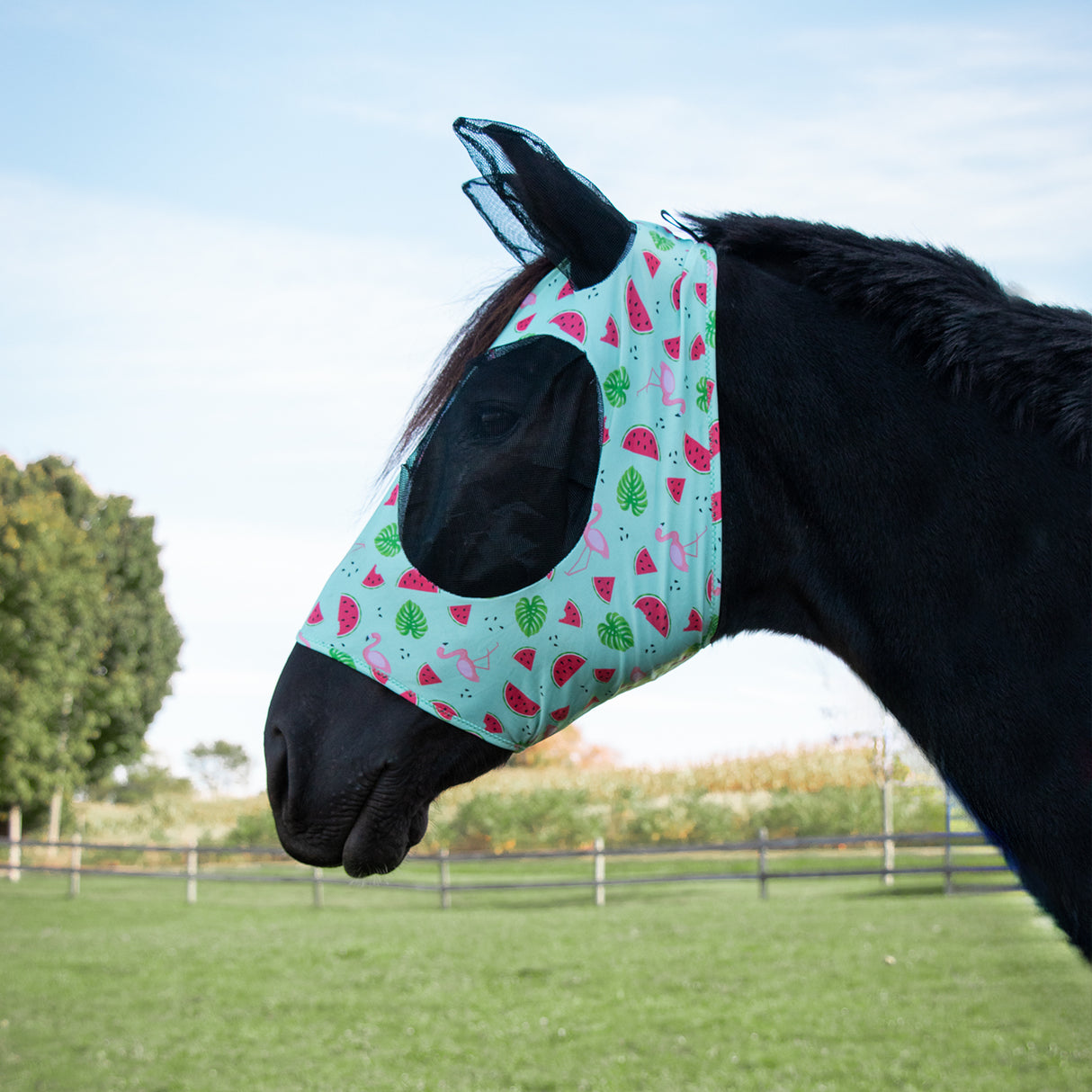 Masque anti-mouches Supra en Lycra avec ouverture pour la mèche