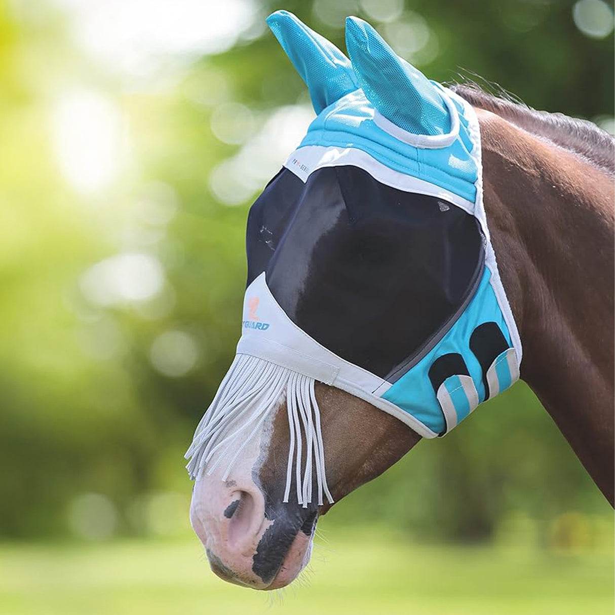 Masque anti-mouches Shires en maille fine avec franges sur les oreilles et le nez