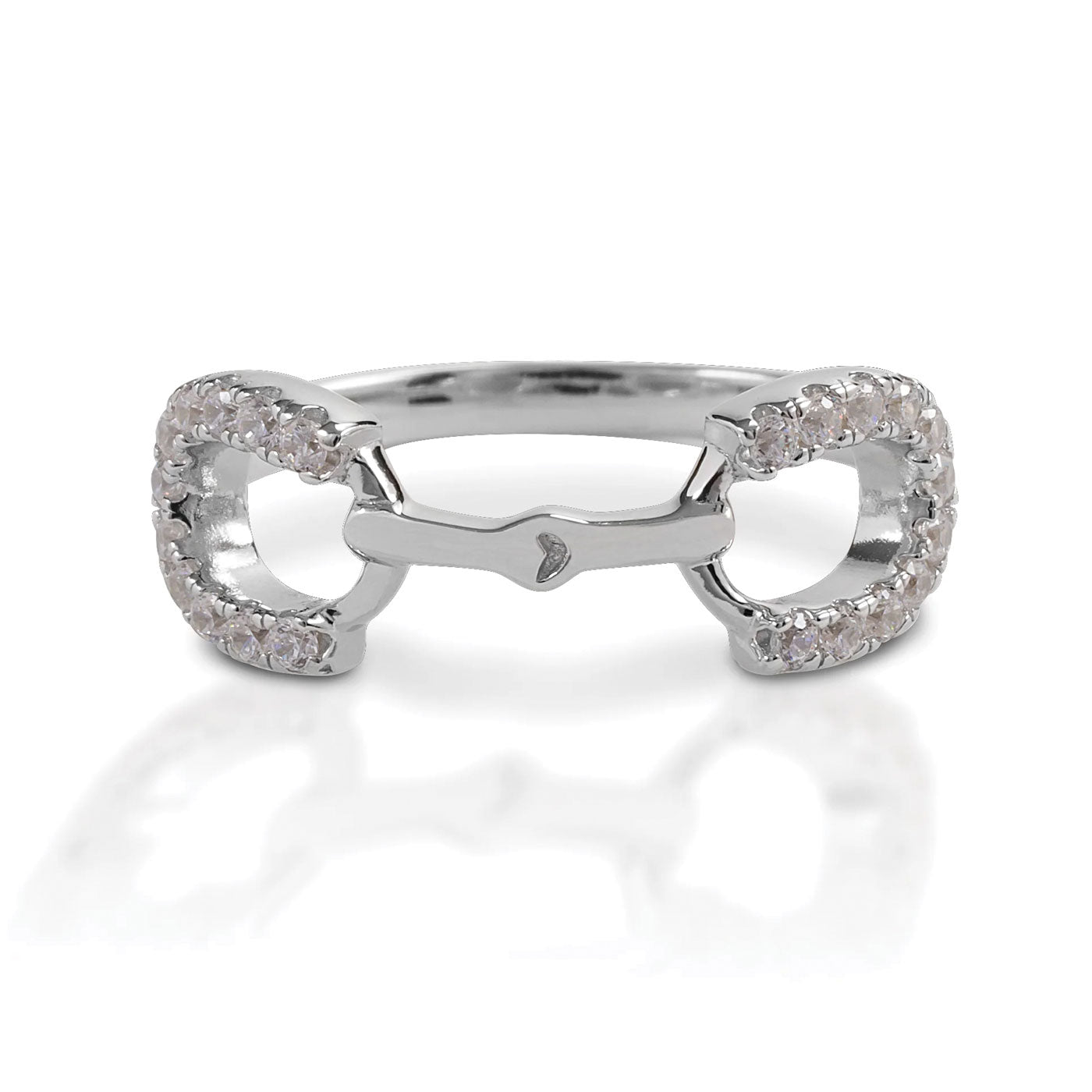 Kelly Herd Clear Stones Horseshoe Bit Ring