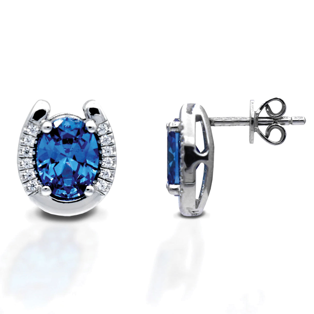 Boucles d'oreilles en forme de fer à cheval en pierre bleue Kelly Herd